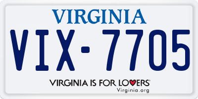VA license plate VIX7705