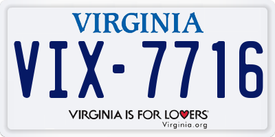VA license plate VIX7716