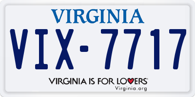 VA license plate VIX7717