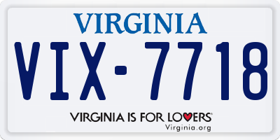 VA license plate VIX7718
