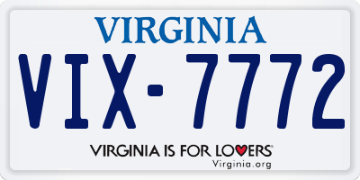 VA license plate VIX7772