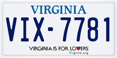 VA license plate VIX7781