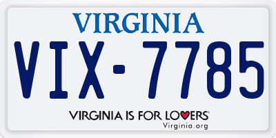 VA license plate VIX7785