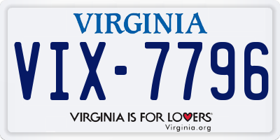 VA license plate VIX7796