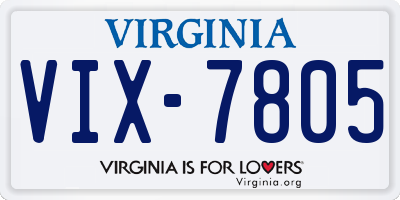 VA license plate VIX7805