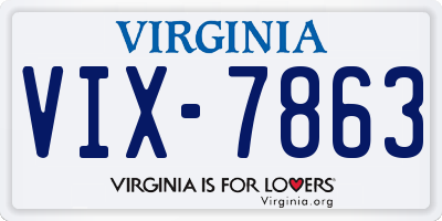 VA license plate VIX7863