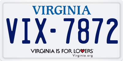 VA license plate VIX7872
