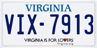VA license plate VIX7913