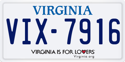 VA license plate VIX7916