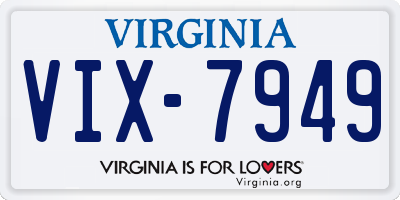 VA license plate VIX7949