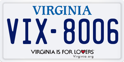 VA license plate VIX8006