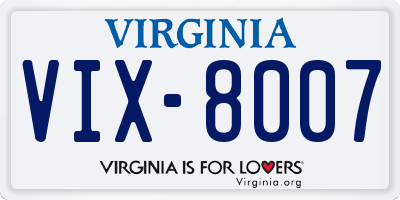 VA license plate VIX8007