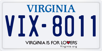 VA license plate VIX8011