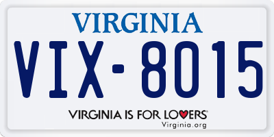 VA license plate VIX8015