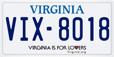 VA license plate VIX8018