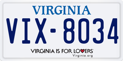 VA license plate VIX8034