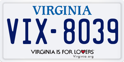 VA license plate VIX8039