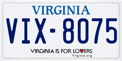 VA license plate VIX8075
