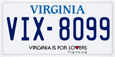 VA license plate VIX8099