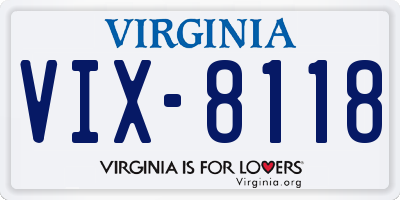 VA license plate VIX8118