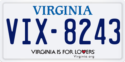 VA license plate VIX8243