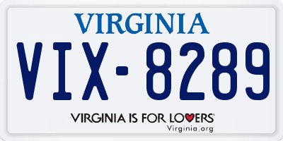 VA license plate VIX8289
