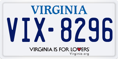 VA license plate VIX8296
