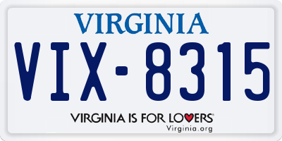 VA license plate VIX8315