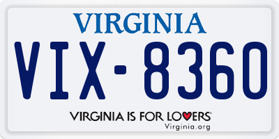 VA license plate VIX8360