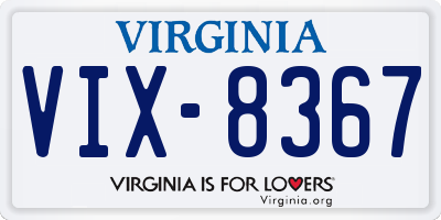 VA license plate VIX8367