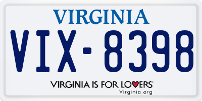 VA license plate VIX8398
