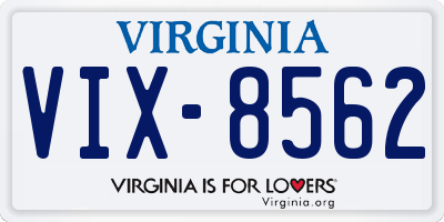 VA license plate VIX8562