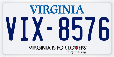 VA license plate VIX8576