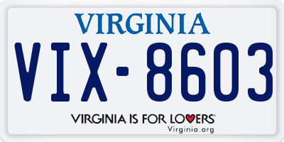 VA license plate VIX8603