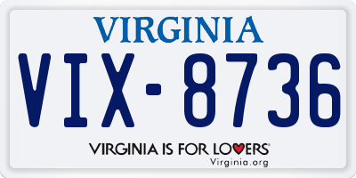 VA license plate VIX8736