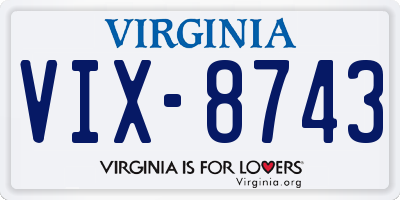 VA license plate VIX8743