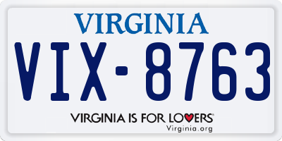 VA license plate VIX8763