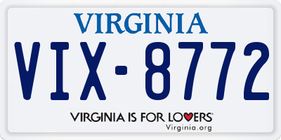 VA license plate VIX8772