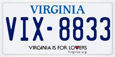 VA license plate VIX8833