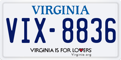 VA license plate VIX8836