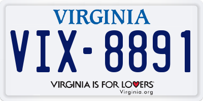 VA license plate VIX8891