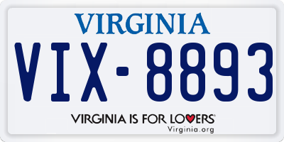 VA license plate VIX8893