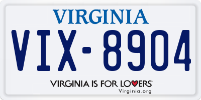 VA license plate VIX8904