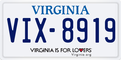 VA license plate VIX8919