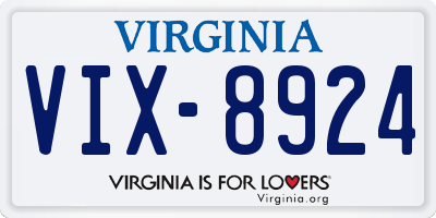 VA license plate VIX8924