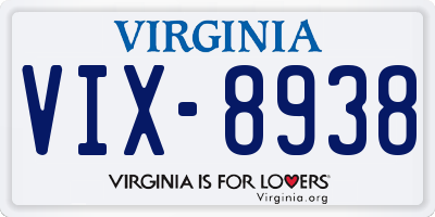 VA license plate VIX8938