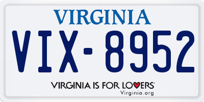 VA license plate VIX8952