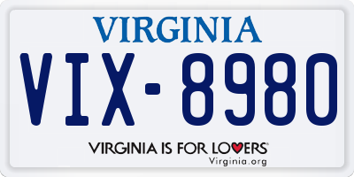 VA license plate VIX8980