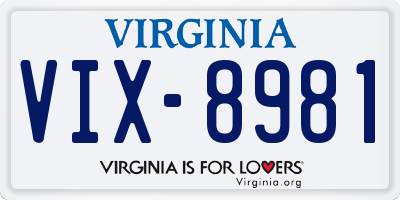 VA license plate VIX8981