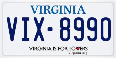 VA license plate VIX8990